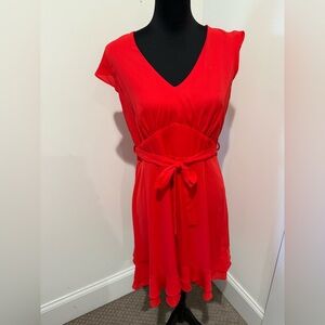 fab'rik Vibrant Red Mini Ruffle Dress Sz M